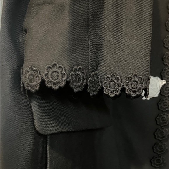 Kate Spade Floral Lace-Trim Coat | Black Wool-Cotton | Mid-Length | NWOT - Picture 5 of 11